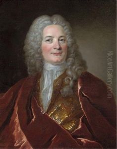 Portrait Of A Gentleman, Half-length, In A Gold Embroidered Coat And A Burgundy Mantle