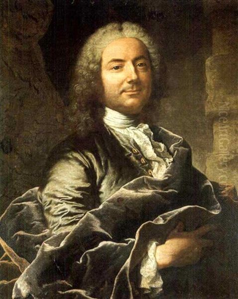 Portrait D'homme En Buste, Portant Une Redingote Bleue Et Une Cape En Velours - view 1