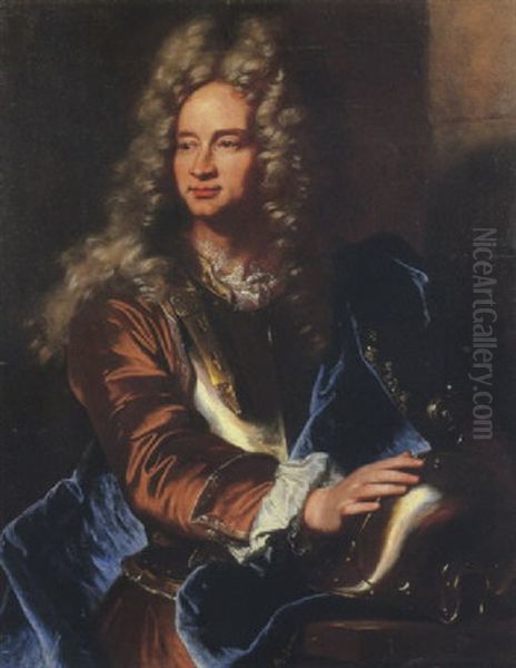 Ritratto Di Anton Giulio Il Brignole-sale In Abito Di Velluto Marrone, Mantello Blu Ed Armatura, Con La Mano Destra Su Un Elmo - view 1