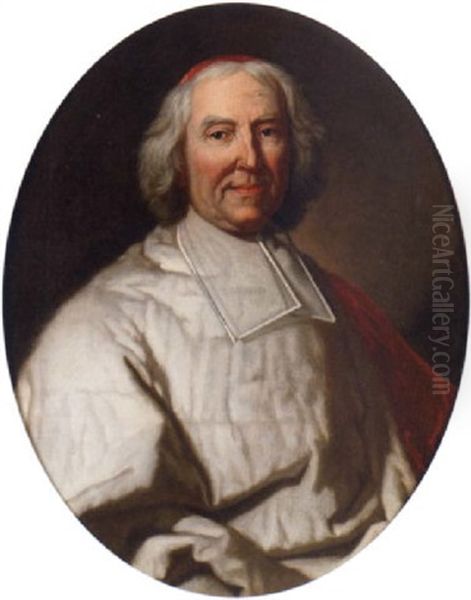 Portrait Of Cardinal Hercule-andre Fleury In A Scarlet Coat With An Ermine Collar, And A Scarlet Cap - view 1