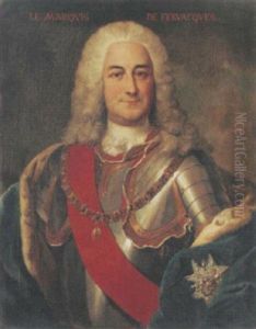 Portrait Of Anne Jacques De Bullion, Marquis De Fervacques, In Armour With The Insignia Of The Orders Of The Golden Fleece And The Saint Esprit by Hyacinthe Rigaud