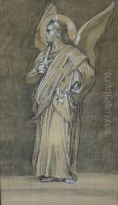 Angel With Halo And Sword by Paul Borel