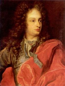 Portrait Of A Gentleman, Wearing A Red Mantle by Hyacinthe Rigaud
