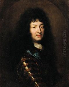 Portrait Of King Louis Xiv In Armour With The Sash Of The Order Of The Saint-esprit