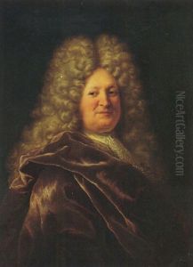 Portrait Of A Gentleman Wearing A Velvet Cloak by Hyacinthe Rigaud