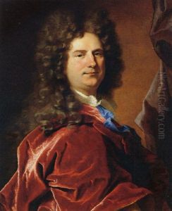 Portrait Of A Gentleman In Red Mantle by Hyacinthe Rigaud