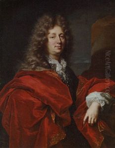 Portrait Of A Gentleman In A Brown Jacket And Gold Embroidered Red Mantle