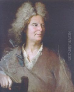 Portrait Of A Sculptor (robert Le Lorrain?) In A Light Brown Jacket, A Mallet In His Right Hand by Hyacinthe Rigaud