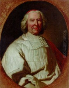 Portrait Of Cardinal Fleury In An Ermine Robe With A Lawn Collar And A Red Stole by Hyacinthe Rigaud