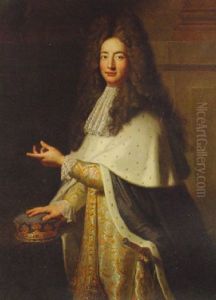 Portrait Of The Duc De La Force In A Gold Embroidered Coat With A Lace Jabot And A Ermine-lined Blue Mantle