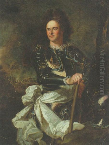 Portrait Of The Comte D'evreux, Three-quarter Length In Armour, Sash And Baton, A Battle Beyond - view 1