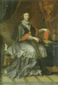 Portrait Du Cardinal De Noailles A Son Bureau by Hyacinthe Rigaud