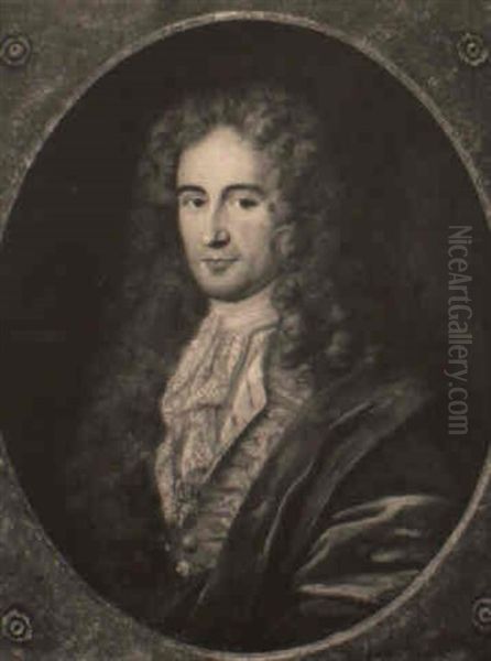 Portrait Of A Young Gentleman In Full Wig, Red Cape And Braided Waistcoat - view 1