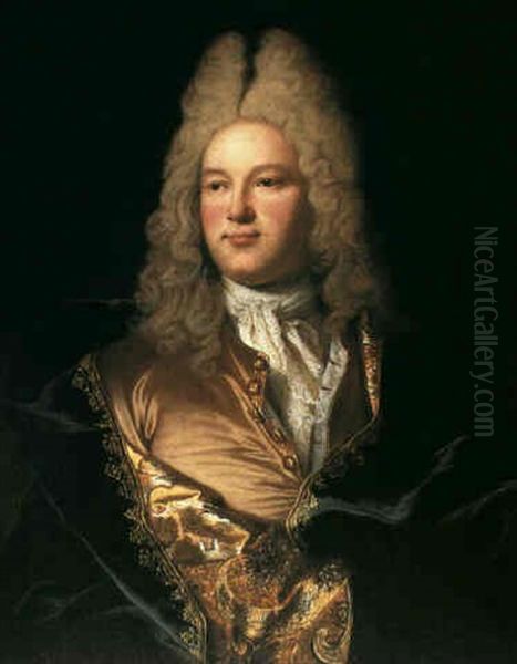 Portrait Of A Gentleman, Half Length, In A Pale Brown Satin Jacket With A Black Embroidered Wrap... - view 1