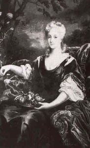 Portrait Of A Lady With Roses by Hyacinthe Rigaud