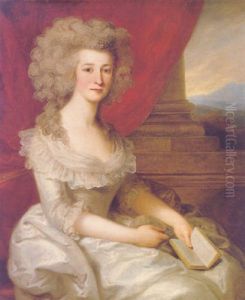 Portrait Of A Lady Wearing A White Dress And Holding A Book