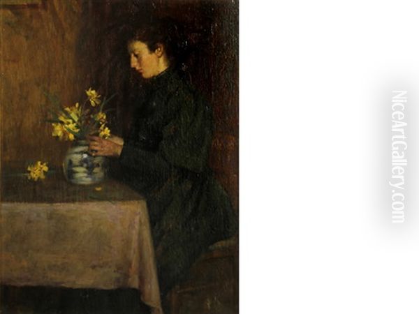 A Woman Arranging Flowers - view 1