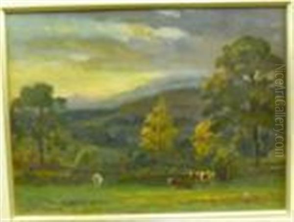 Summer Pasture With Cattle Grazing - view 1