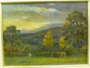 Summer Pasture With Cattle Grazing by Ernest Higgins Rigg