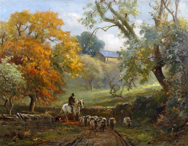 Drover And Sheep In A Lane - view 1