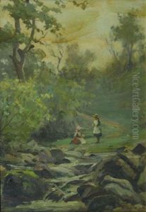 Children By A Brook, Swaledale Children By A Brook, Swaledale