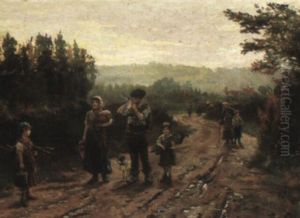 Hop Pickers At The End Of The Day by Ernest Higgins Rigg