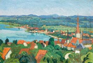 Zug - Blick Auf Die Stadt Mit Der Kirche St. Michael