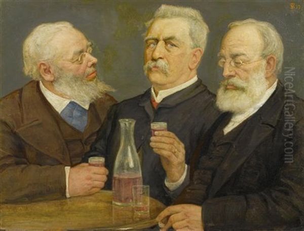 Portrait Von Arnold Bocklin, Rudolf Koller Und Gottfried Keller - view 1