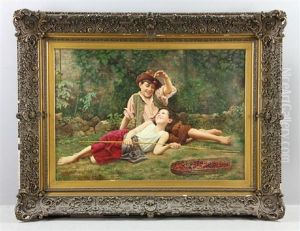Boy Feeding Young Girl Cherries by Vittorio Rignano