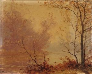 Bord De Riviere Borde D'arbres by Albert Gabriel Rigolot