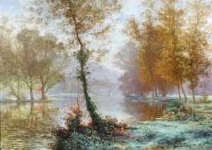 French Village With Bridge, Autumn