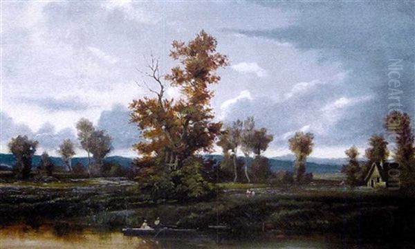 Promeneurs En Barque Sur La Riviere - view 1