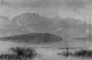 Pecheur Dans Un Lac De Montagne