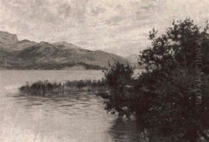 Pond Scene With Mountains