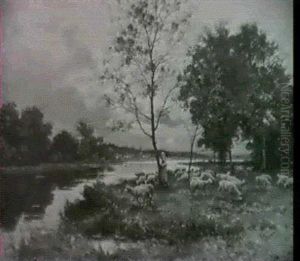 La Bergere Et Son Troupeau by Albert Gabriel Rigolot