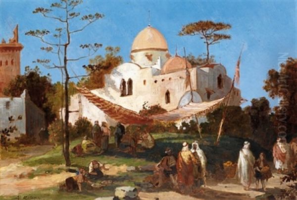 Promeneurs Aux Abords De La Villa Blanche - view 1