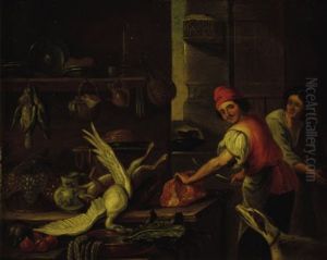 Kitchen Interior by Pieter Cornelisz van Rijck