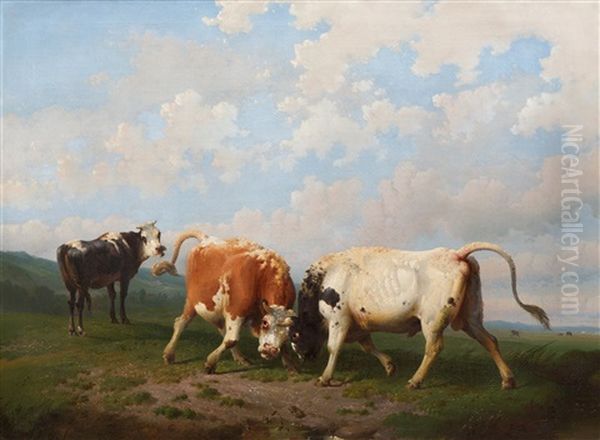 Two Fighting Bulls And A Frog, After A Fable Of Jean De La Fontaine - view 1