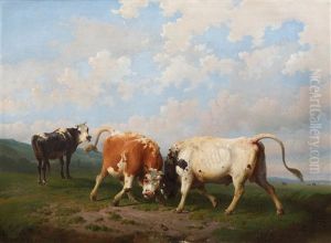 Two Fighting Bulls And A Frog, After A Fable Of Jean De La Fontaine Two Fighting Bulls And A Frog, After A Fable Of Jean De La Fontaine