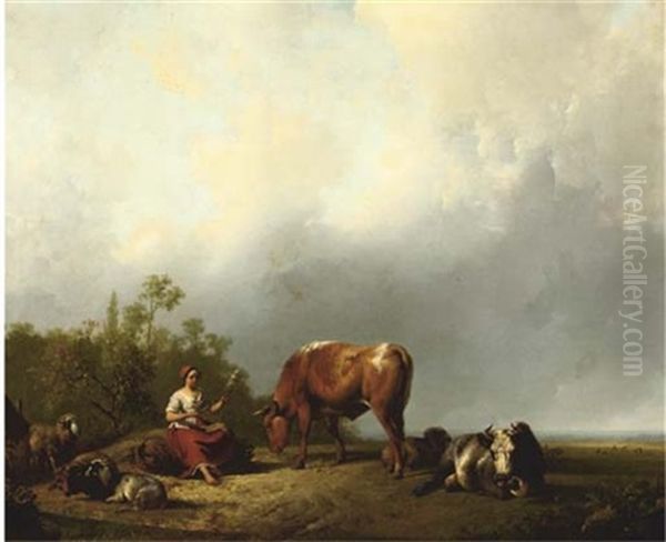 A Girl Spinning Wool - view 1