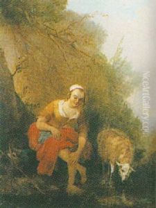 Shepherdess At A Stream Shepherdess At A Stream