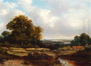 Weids Landschap, In De Verte Een Rivier by Hermanus Jan Hendrik Rijkelijkhuysen