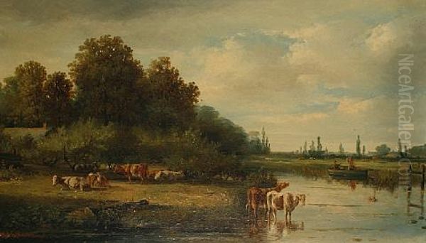 Cattle Watering (+ Another, Similar; Pair) - view 1