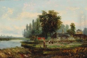 People By A Farmyard