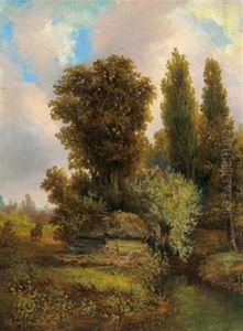 Bachlandschaft Mit Reiter by Hermanus Jan Hendrik Rijkelijkhuysen
