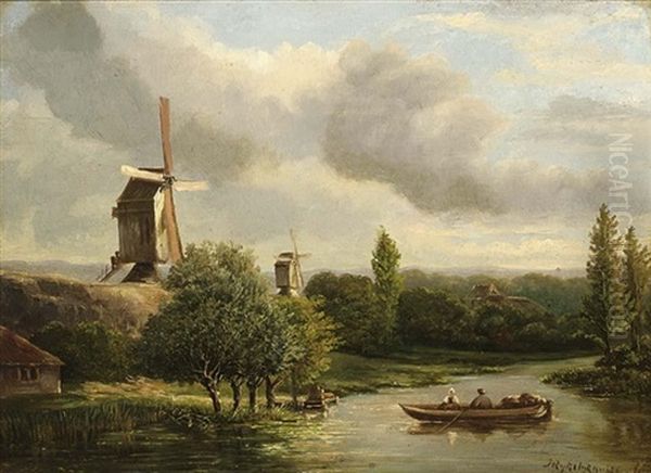 River Landscape With Figures In A Boat - view 1