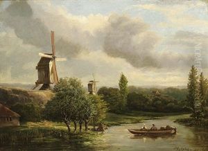 River Landscape With Figures In A Boat River Landscape With Figures In A Boat
