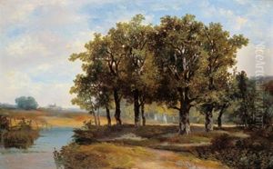 Landschaft Mit Eichenwald Am Altwasser Landschaft Mit Eichenwald Am Altwasser