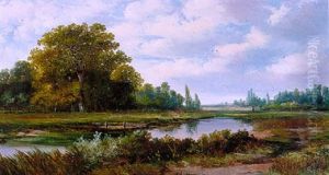 Boomrijk Landschap Met Rivier Boomrijk Landschap Met Rivier
