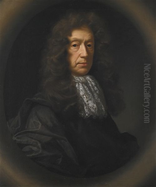 Portrait Of Edmund Waller, Half-length, In A Dark Coat And Lace Stock - view 1